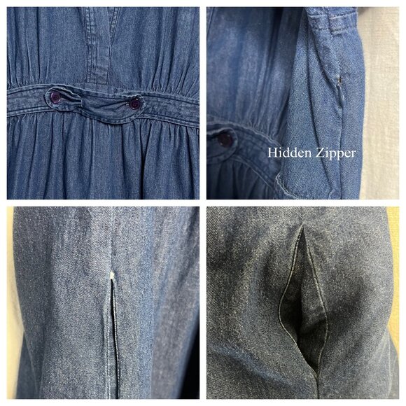 Denim 24/7 Women Plus Size 22W Blue Denim Casual Dress Waist Tie Cotton Comfy - Picture 11 of 16